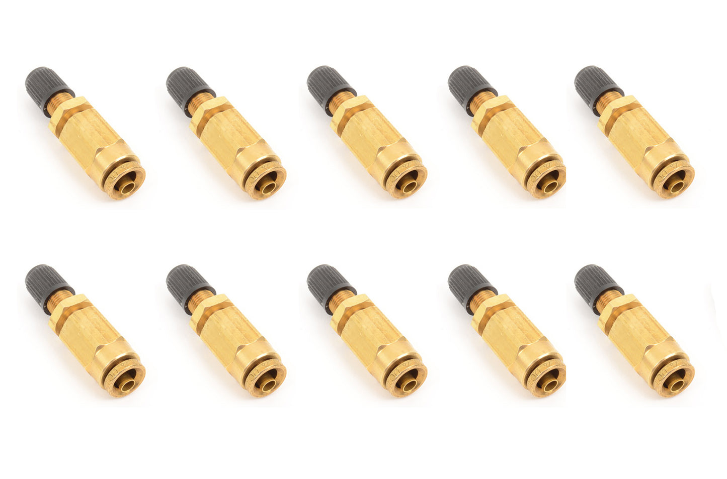 Air Inflation Schrader Valve for 1/4" OD Air Line Tubing - 10 Pieces
